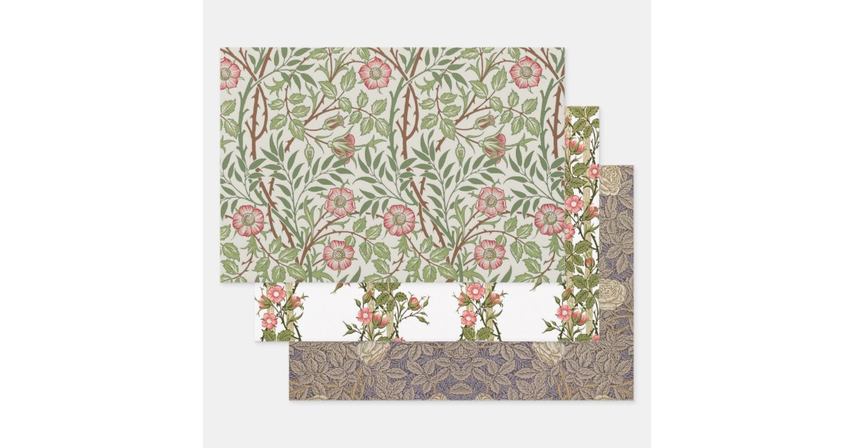 Pink Rambling Rose Vines Wrapping Paper Sheets | Zazzle