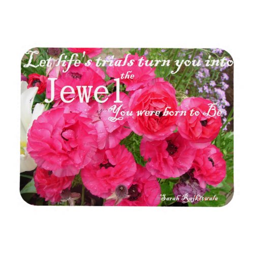 Pink Rannunculus Floral Life Quote Birthday Magnet