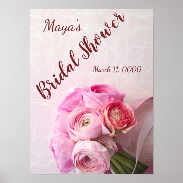 Pink ranunculus bouquet poster (Front)