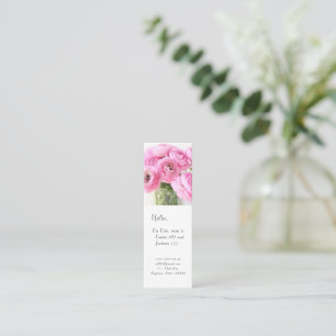 Pink ranunculus in a vase mom bookmark mini business card