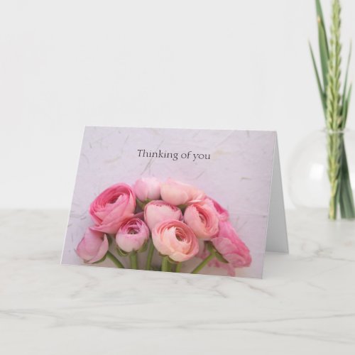 Pink ranunculus on texture thinking of you card