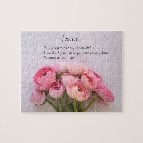 Pink ranunculus on textured background jigsaw puzzle