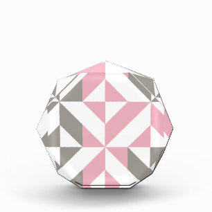 Pink Raspberry and Silver Geometric ZigZag Acrylic Award