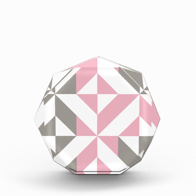 Pink Raspberry and Silver Geometric ZigZag Acrylic Award (Front)