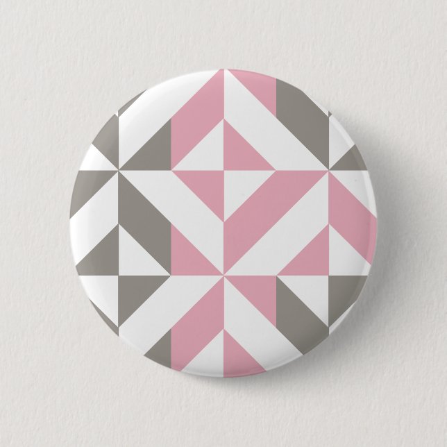 Pink Raspberry and Silver Geometric ZigZag Button (Front)