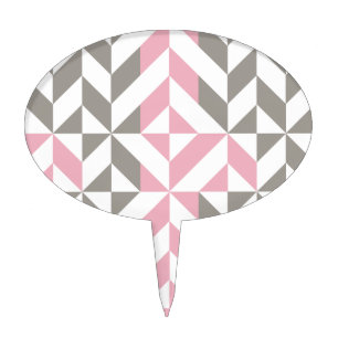 Pink Raspberry and Silver Geometric ZigZag Cake Topper