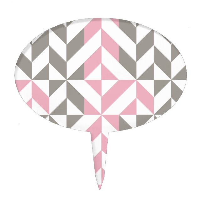 Pink Raspberry and Silver Geometric ZigZag Cake Topper (Front)