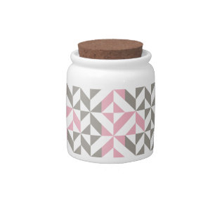 Pink Raspberry and Silver Geometric ZigZag Candy Jar