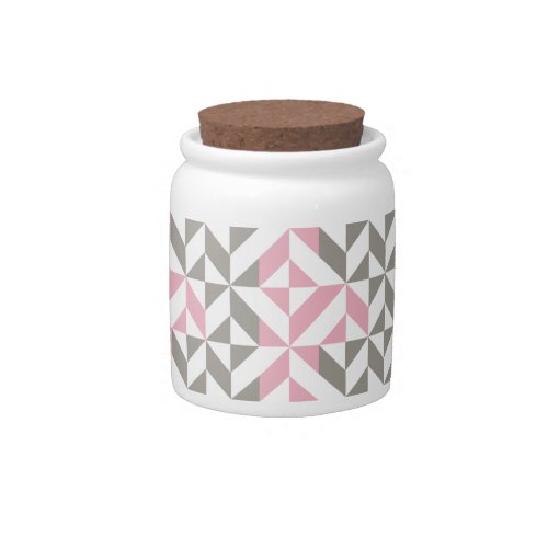 Pink Raspberry and Silver Geometric ZigZag Candy Jar