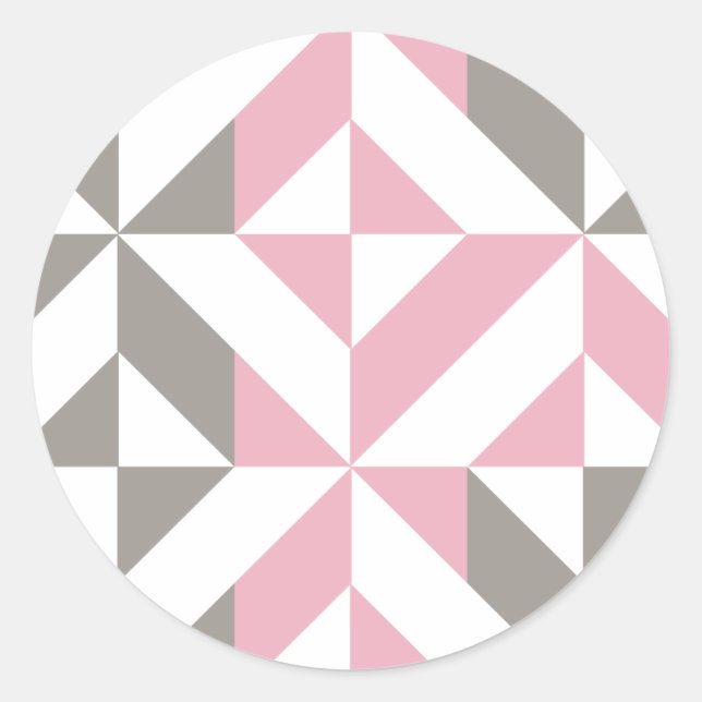 Pink Raspberry and Silver Geometric ZigZag Classic Round Sticker (Front)