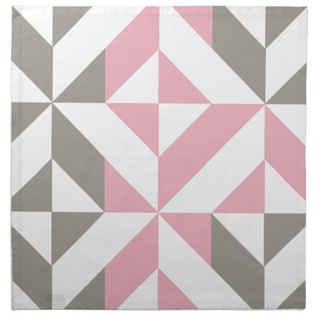 Pink Raspberry and Silver Geometric ZigZag Cloth Napkin (Front)