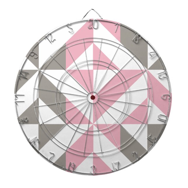 Pink Raspberry and Silver Geometric ZigZag Dart Board (Front)