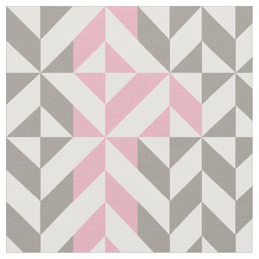 Pink Raspberry and Silver Geometric ZigZag Fabric