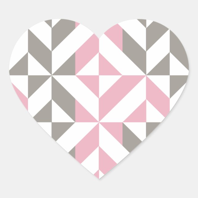 Pink Raspberry and Silver Geometric ZigZag Heart Sticker (Front)