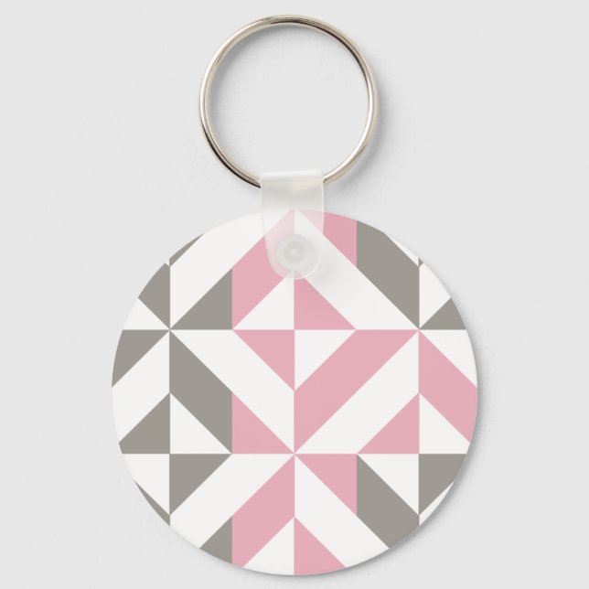 Pink Raspberry and Silver Geometric ZigZag Keychain (Front)