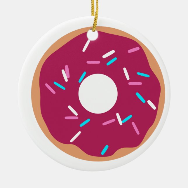 Pink Raspberry glazed donut Ceramic Ornament (Front)