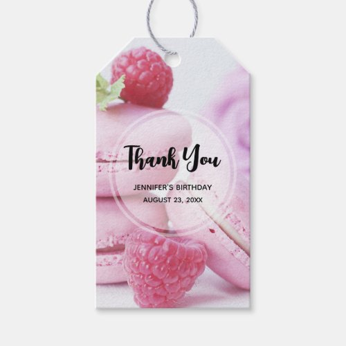Pink Raspberry Macarons French Pastry Birthday Gift Tags