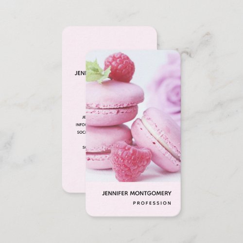 Pink Raspberry Macarons French Pastry Business Card