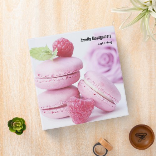 Pink Raspberry Macarons French Pastry Photo 3 Ring Binder