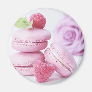 Pink Raspberry Macarons French Pastry Photo Magnet