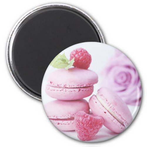 Pink Raspberry Macarons French Pastry Photo Magnet
