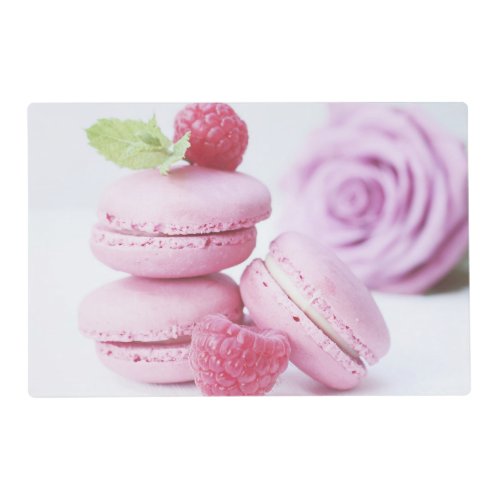 Pink Raspberry Macarons French Pastry Photo Placemat