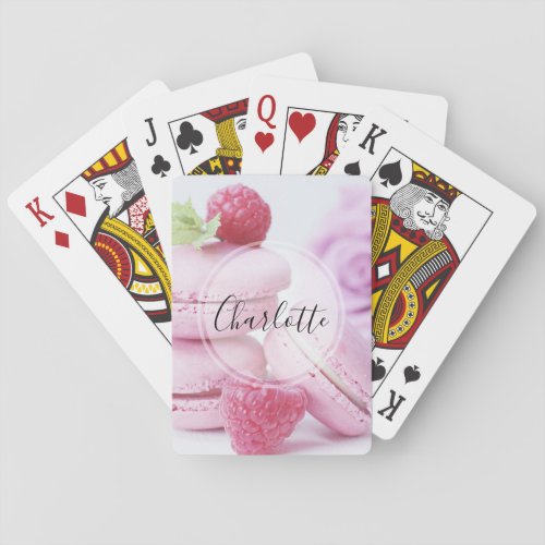 Pink Raspberry Macarons French Pastry Photo Playing Cards