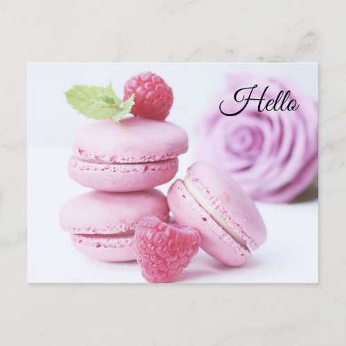 Pink Raspberry Macarons French Pastry Photo Postcard