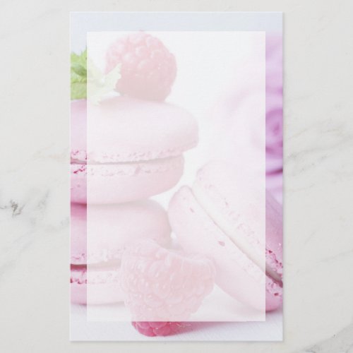  Pink Raspberry Macarons French Pastry Photo Stationery