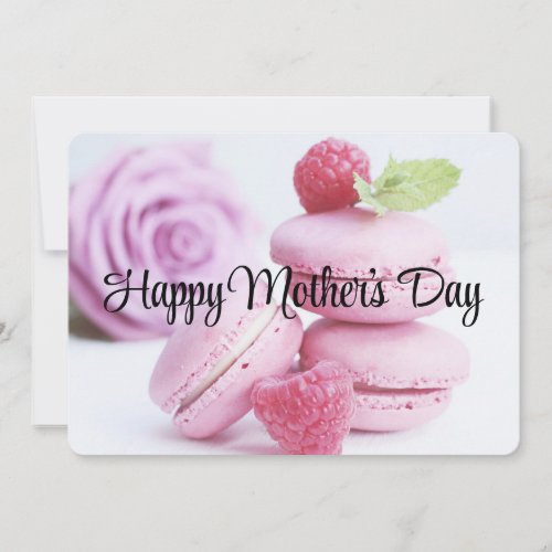 Pink Raspberry Macarons Mothers Day Holiday Card