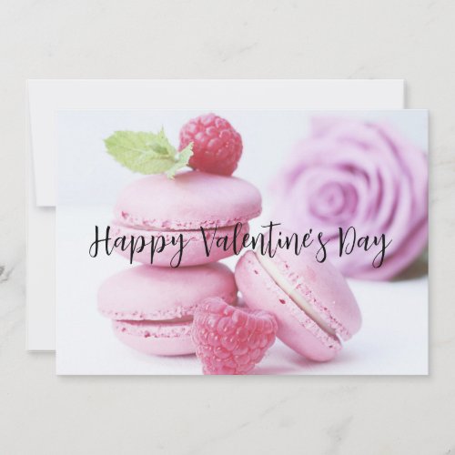 Pink Raspberry Macarons Valentines Day Holiday Card