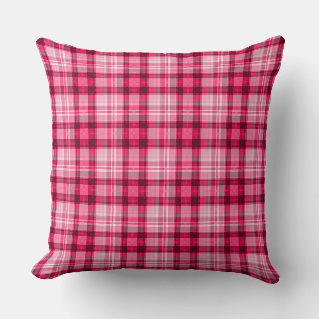 pink raspberry shades with a checkered pattern throw pillow (Front)