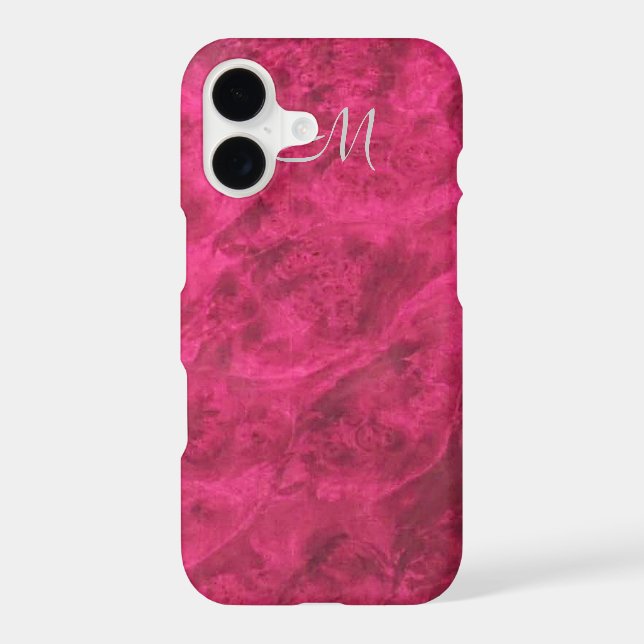 Pink Raspberry Textured Suede Look Iphone Case (Back)