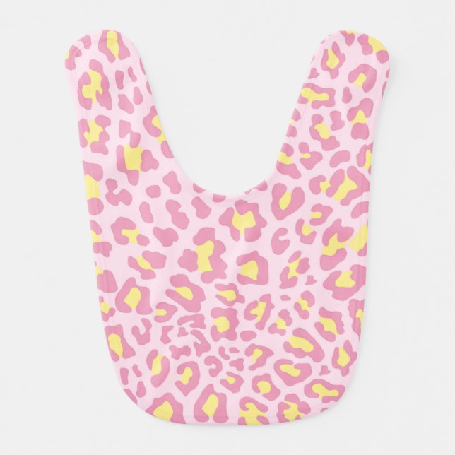 Pink, Raspberry, Yellow Leopard Print Bib (Front)