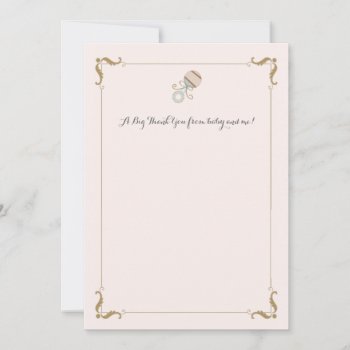 Pink Rattle Thank You Notecard by CottonLamb at Zazzle