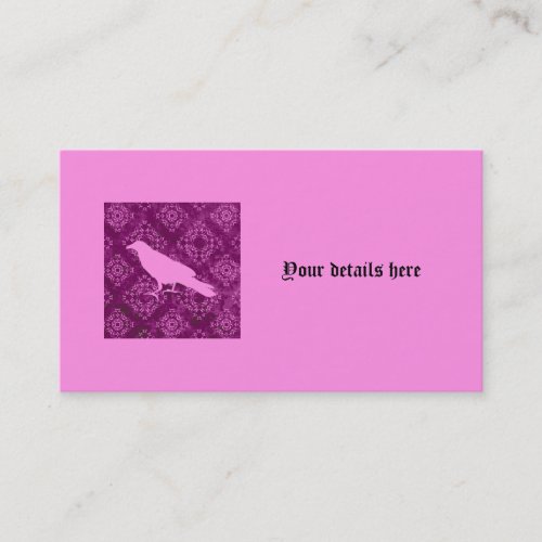 Elegant victorian pink raven business card templates