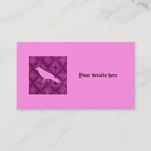 Customizable Elegant victorian pink raven business card templates
