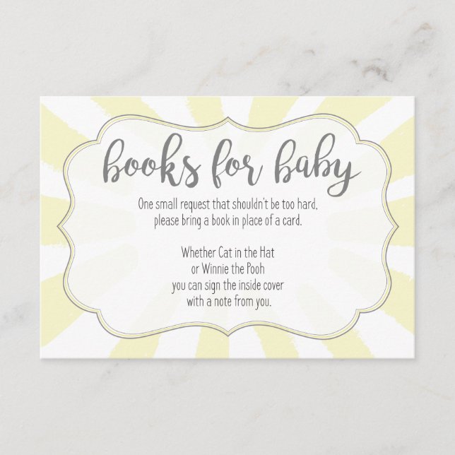 Pink Ray of Sunshine Baby Shower Book Request Card (Front)