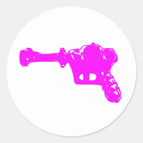 Pink Raygun Classic Round Sticker