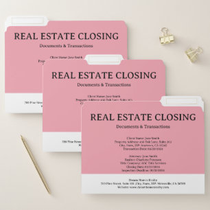 Pink Real Estate Closing File Folder