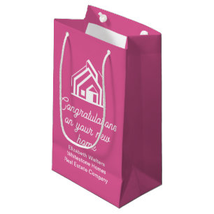 Pink Real Estate Company Personalized Realtor Small Gift Bag
