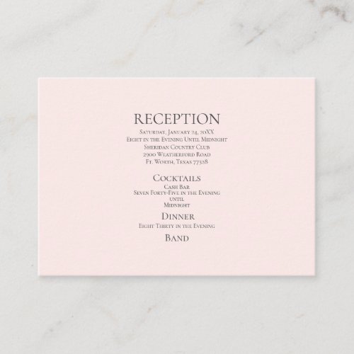 Pink Reception Cash Bar Wedding Enclosure Card