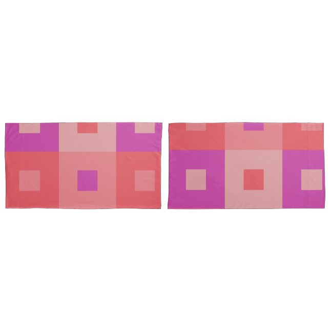 Pink Rectangles Pillow Case (Front-Set)