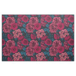 Pink, red and bi-color roses with blue leaves on b fabric