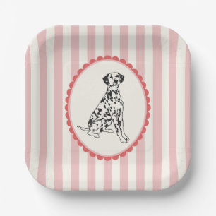 Pink, Red and Black Dalmatian and Stripes Paper Plates