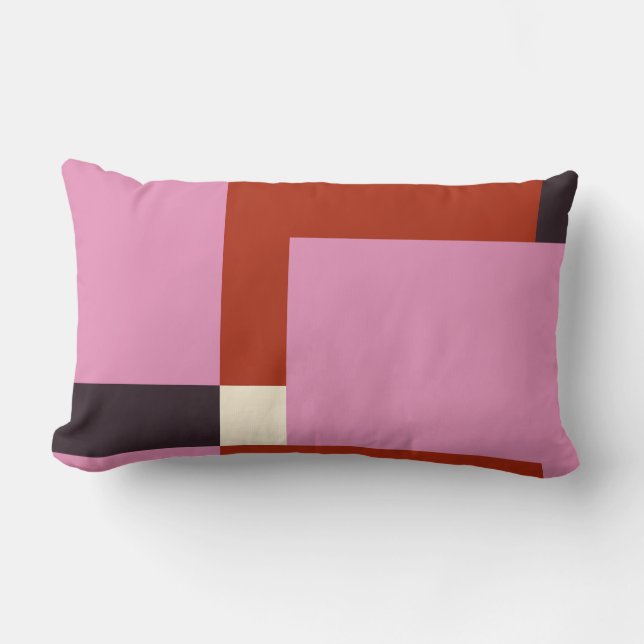 pink, red, and dark brown contemporary  lumbar pillow (Front)