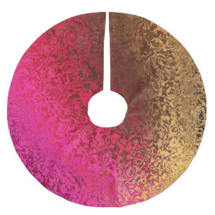 Pink Red And Gold Pattern Brushed Polyester Tree Skirt