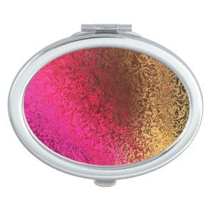Pink Red And Gold Pattern Compact Mirror