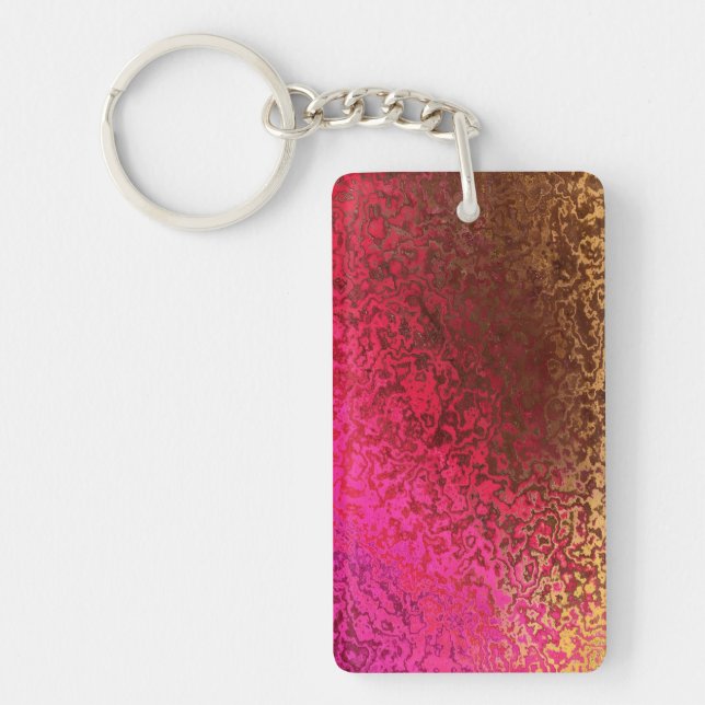 Pink Red And Gold Pattern Keychain (Front)