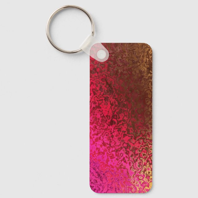 Pink Red And Gold Pattern Keychain (Front)